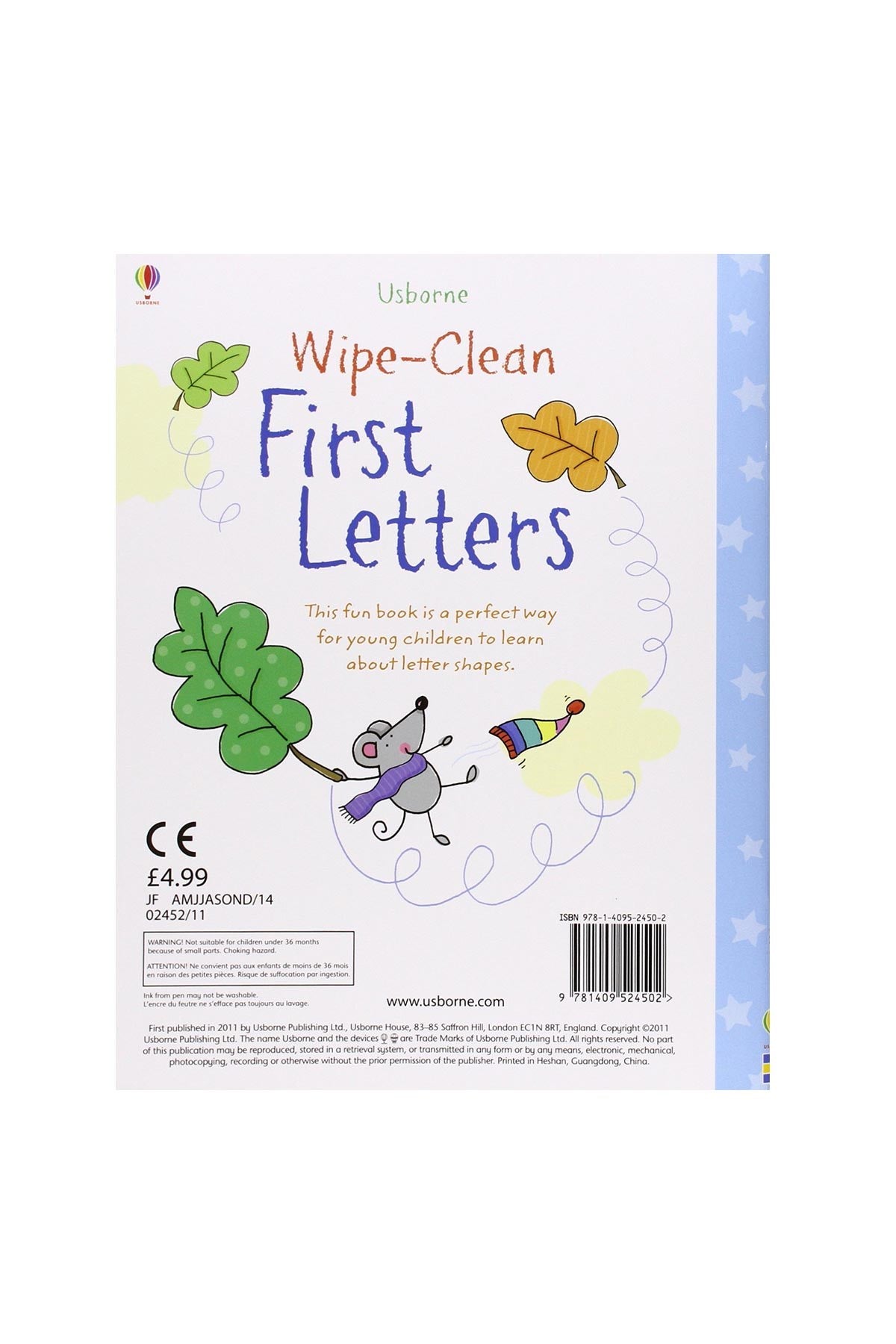 The Usborne  Wipe Clean First Letters