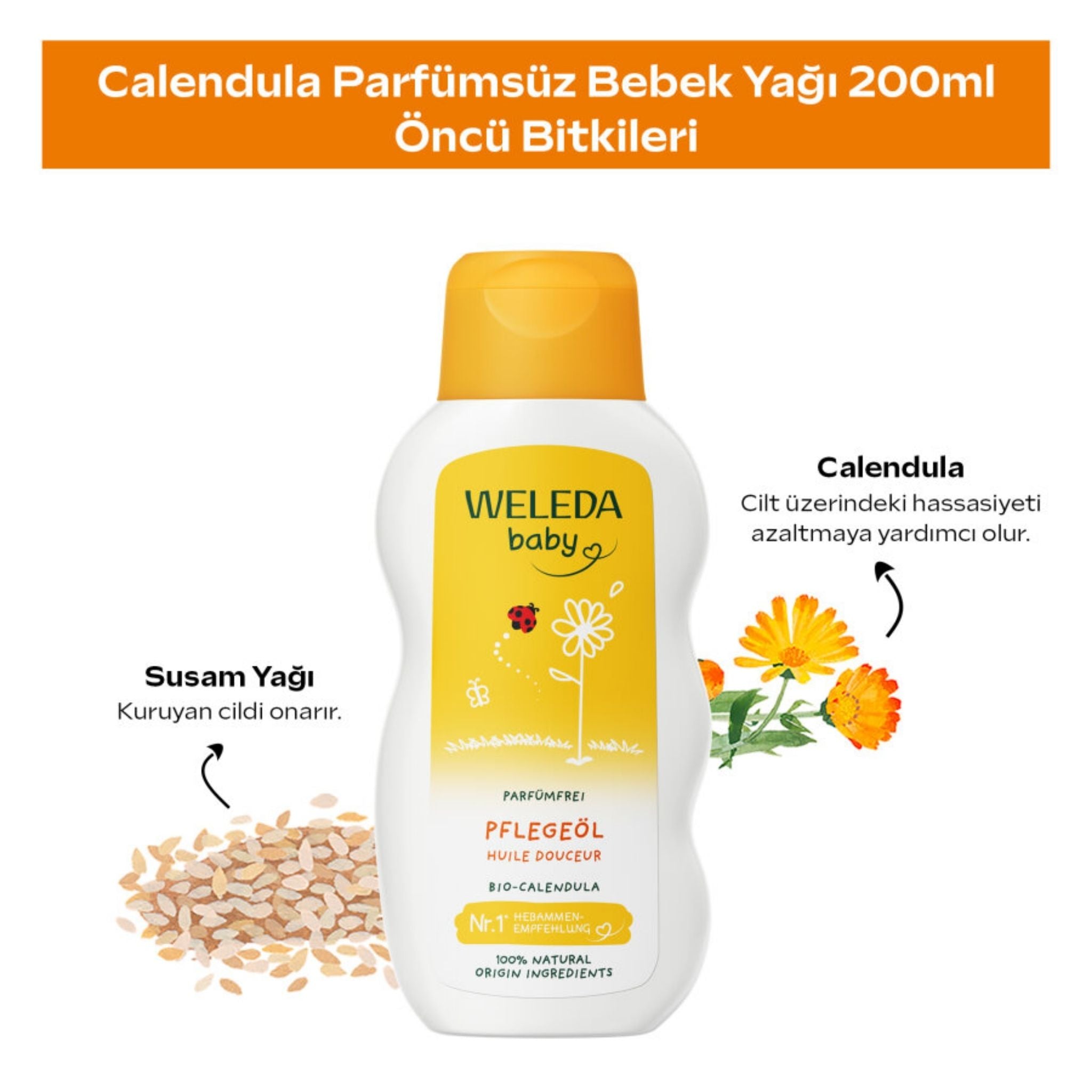 Weleda Calendula Organik Parfümsüz Bebek Yağı 200ml