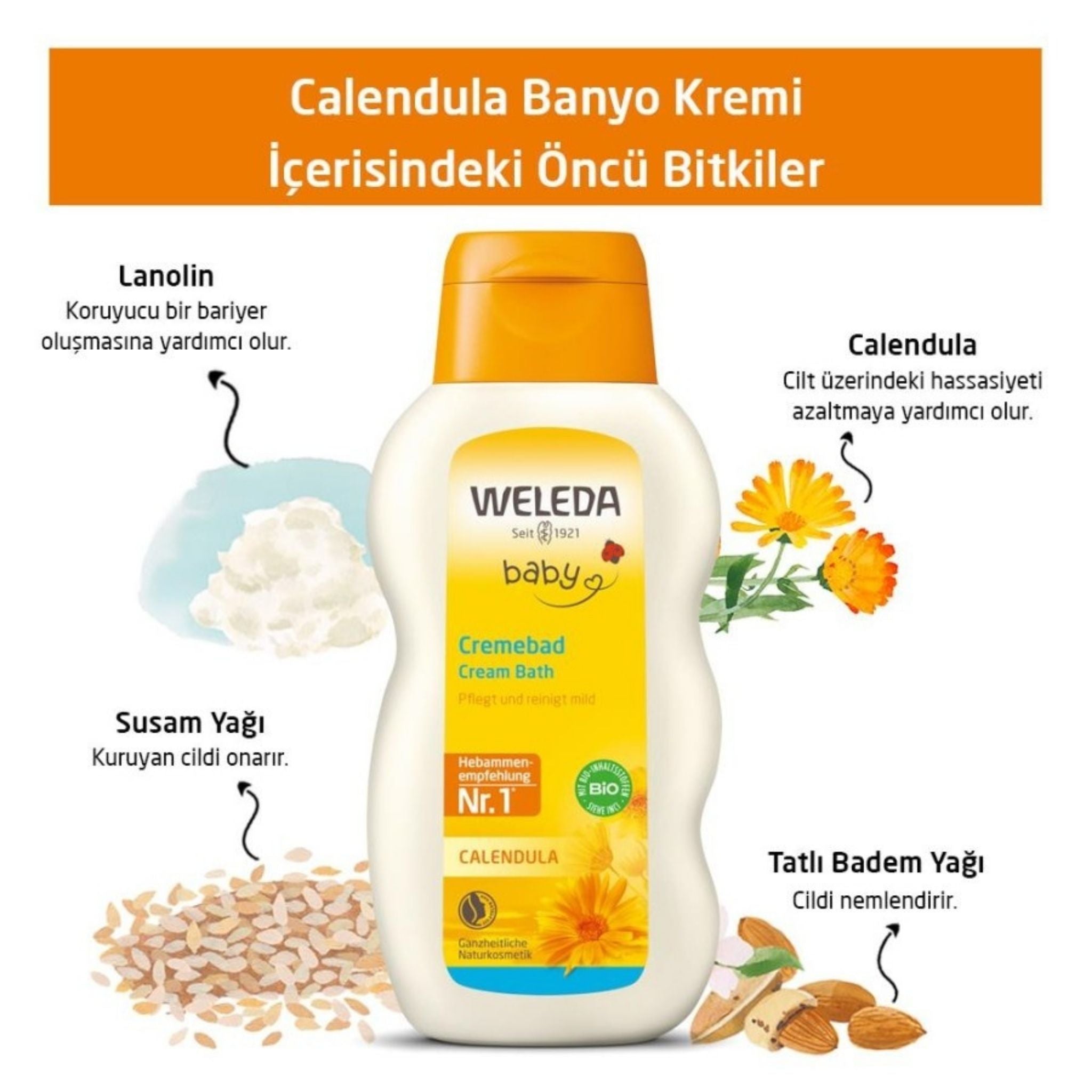 Weleda Calendula Organik Temizleyici ve Nemlendirici Banyo Kremi 200ml