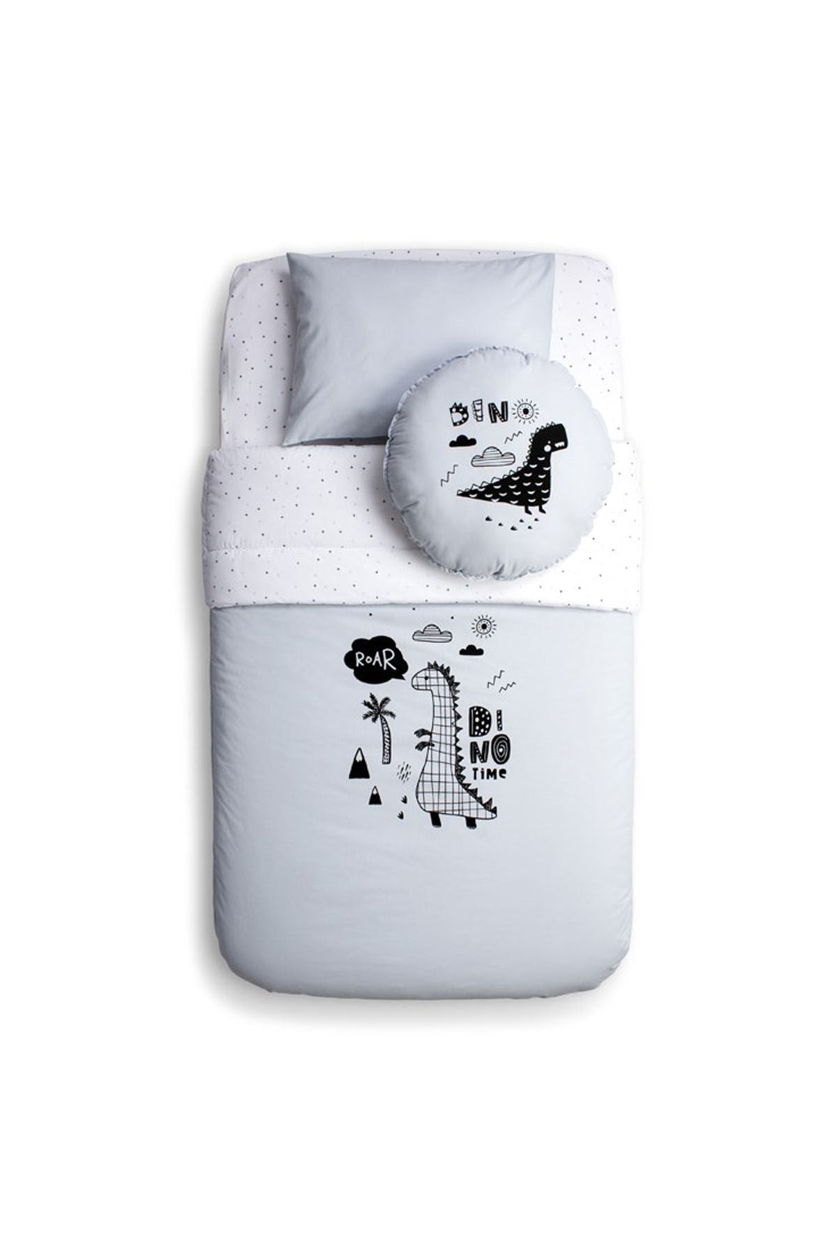 Funna Baby Yatak Örtü Seti Dino Mavi 100x150cm